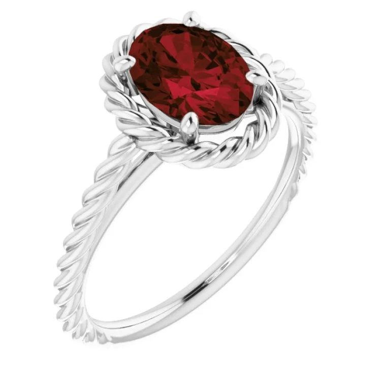 ladies rings affordable luxury-Platinum Natural Mozambique Garnet Rope Ring