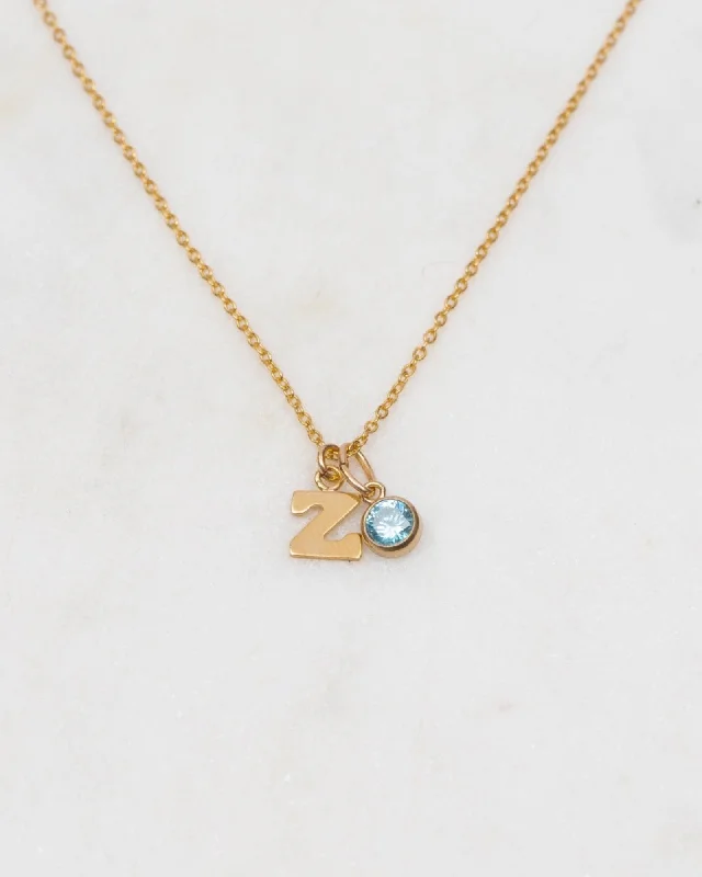 Ladies necklaces scratch proof -Initial Z with Birthstone Necklace