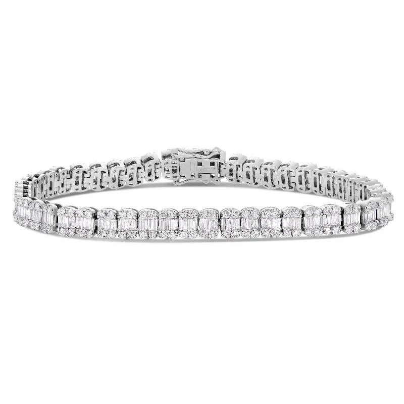 Ladies bracelets uncut charm -10K White Gold 6.0ct Baguette Diamond Bracelet