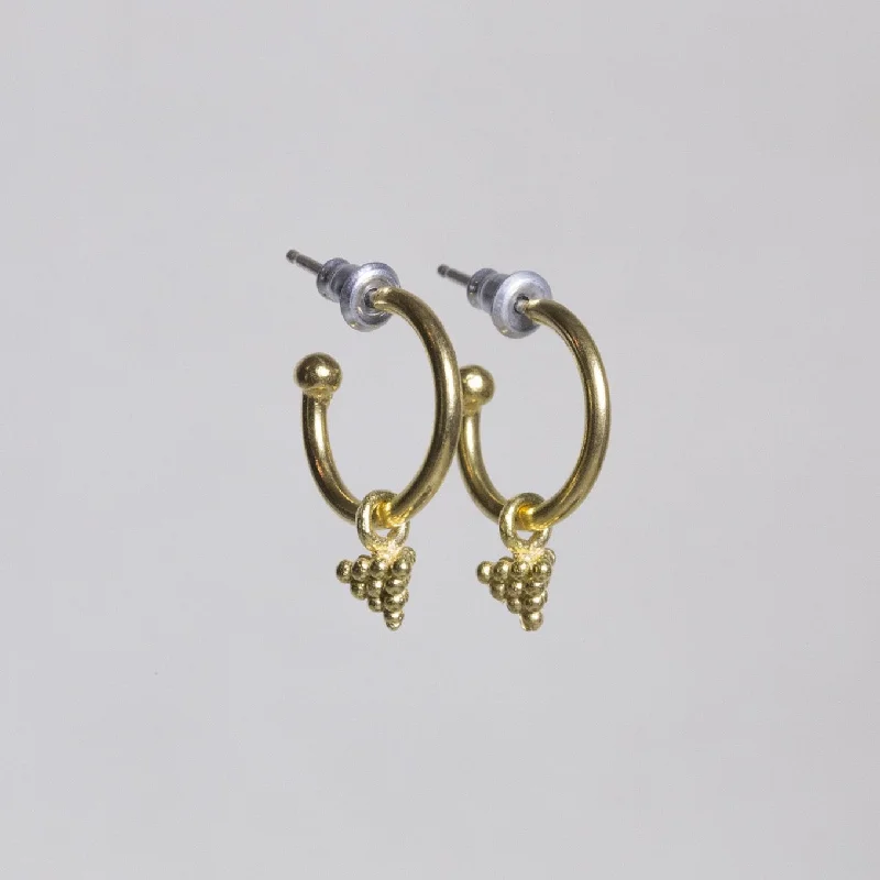 ladies earrings affordable-Dotted Pyramide Charm on Hoop Earrings