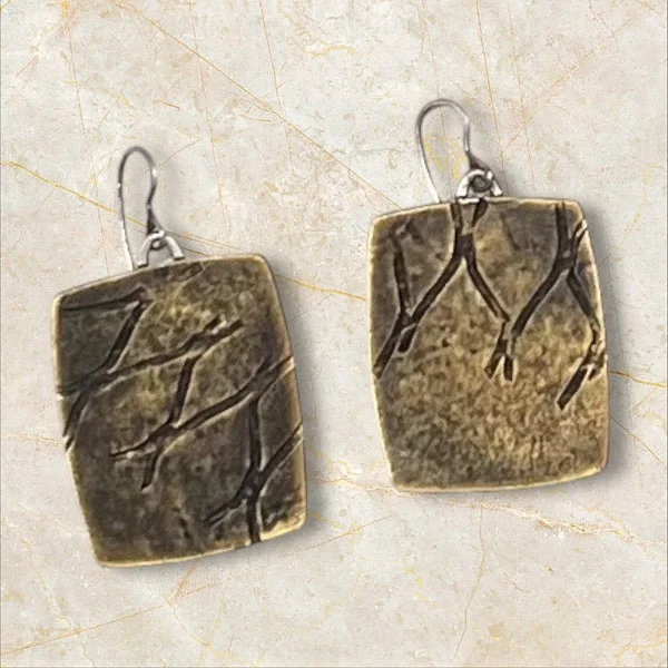 ladies earrings orange-Bronze Imprint Earring