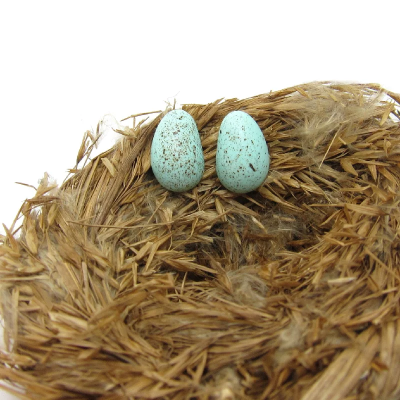 ladies earrings happiness-Robin's Egg Earrings Polymer Clay Eggs on Posts