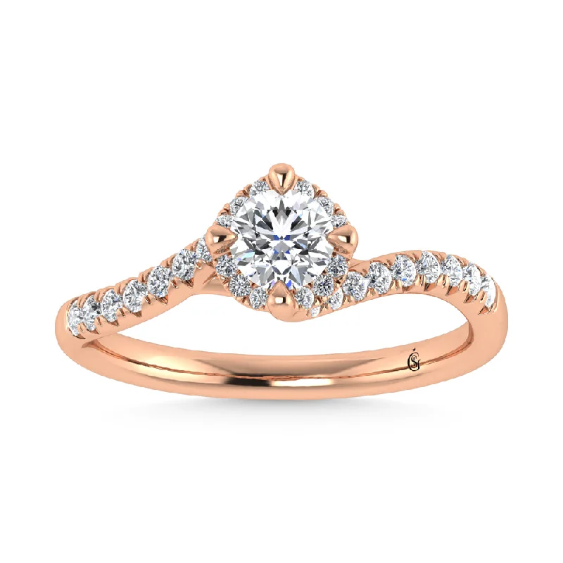 ladies engagement rings rose gold-10K Rose Gold Labgrown Diamond  1/2 Ct.Tw. Engagement Ring