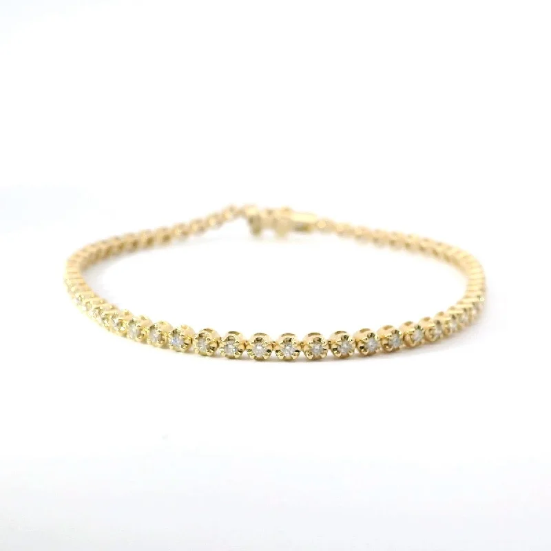 Ladies bracelets malachite shine -14K Yellow Gold Diamond Tennis Bracelet