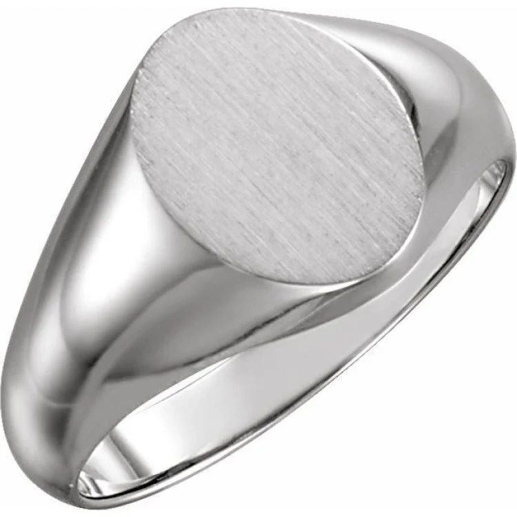 ladies rings display-Sterling Silver 10x8 mm Oval Signet Ring