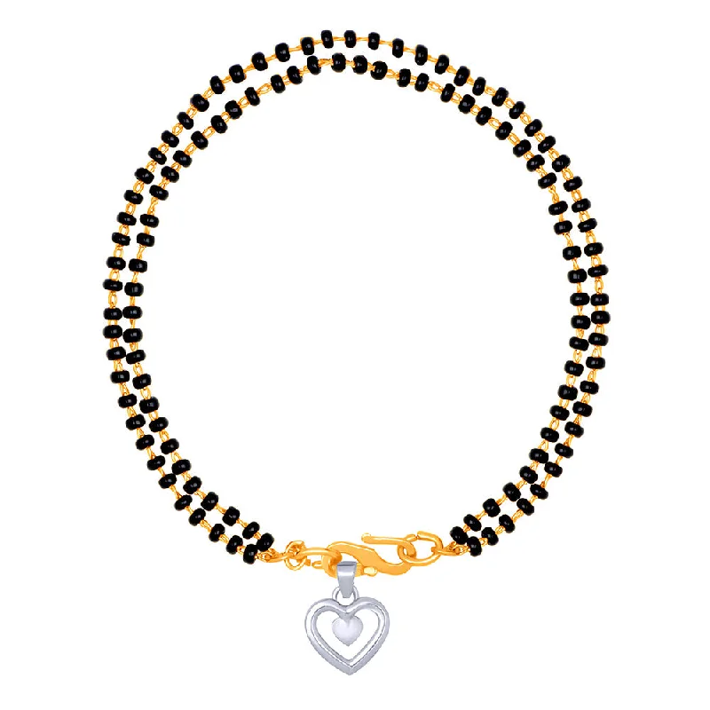 Ladies bracelets art deco charm -Mahi Dual Chain Heart Charm Mangalsutra Bracelet with Beads for Women (BR1100491M)