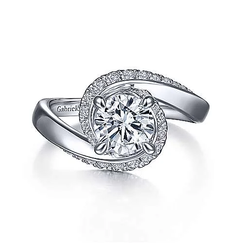 ladies engagement rings ratings-Zabana - 14K White Gold Bypass Round Diamond Engagement Ring