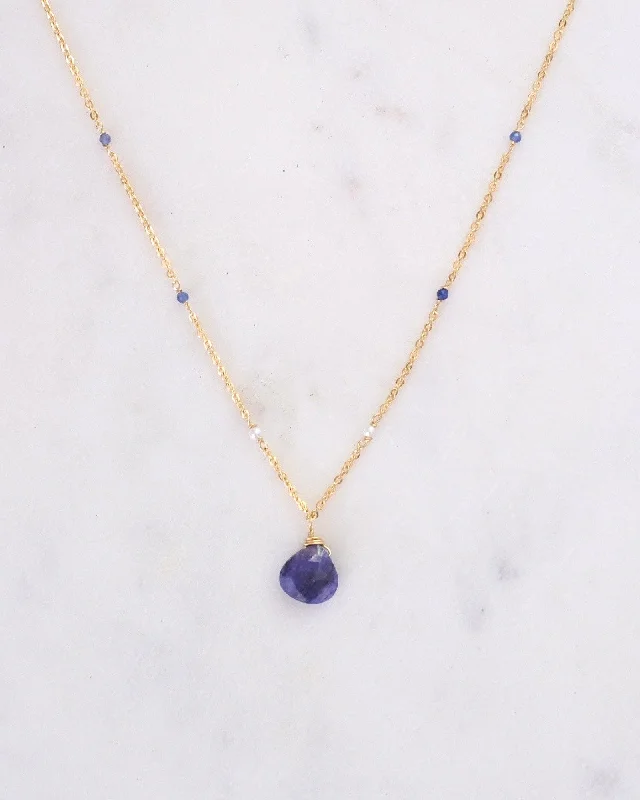 Ladies necklaces ethically sourced -Blue Sapphire Bohemian Necklace