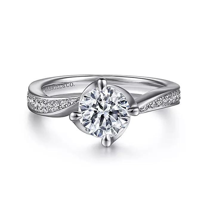 ladies engagement rings horoscope-Ann - 14K White Gold Bypass Round Diamond Engagement Ring