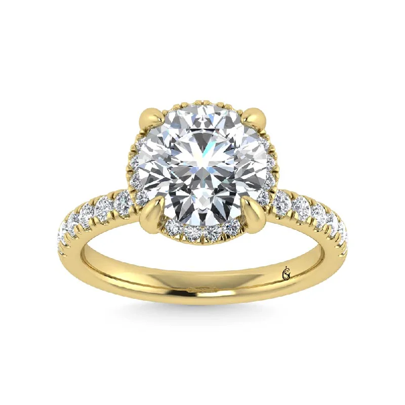 ladies engagement rings pear-14K Yellow Gold Lab Grown Diamond 3 1/2 Ct.Tw. Round Shape Engagement Ring