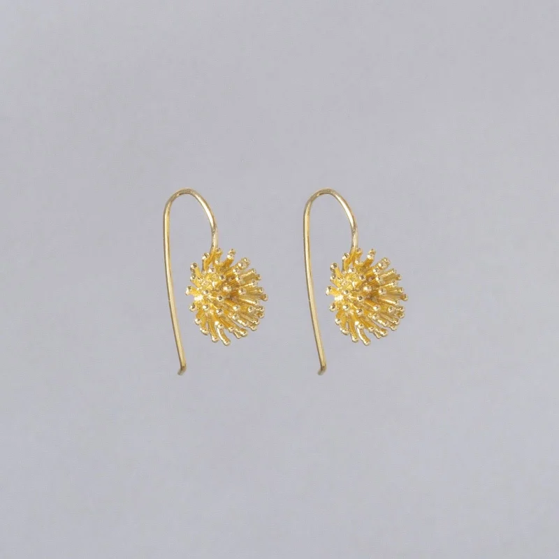 ladies earrings industrial-Gold Flower Drop Earrings