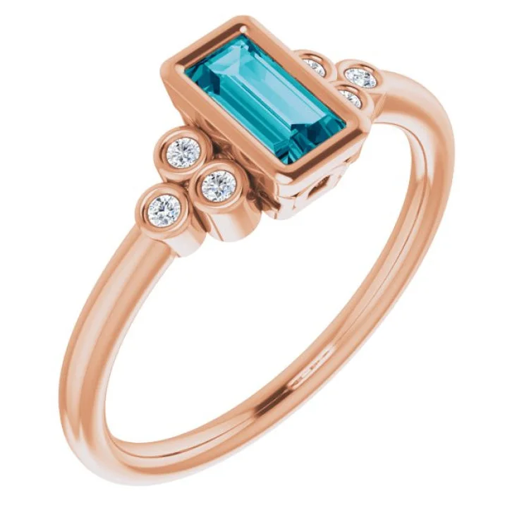 ladies rings instagram-14K Rose Natural London Blue Topaz & .06 CTW Natural Diamond Ring