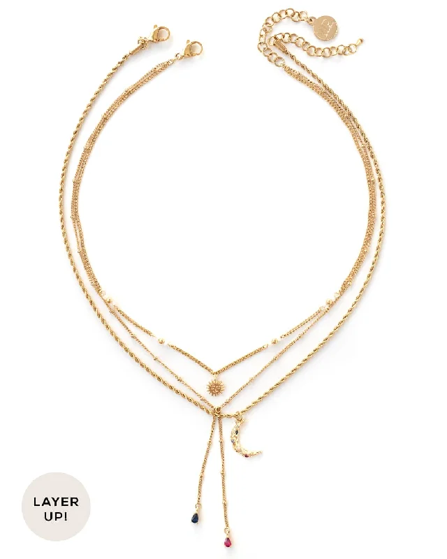 Ladies necklaces two tone shine -Solune Gold Necklace