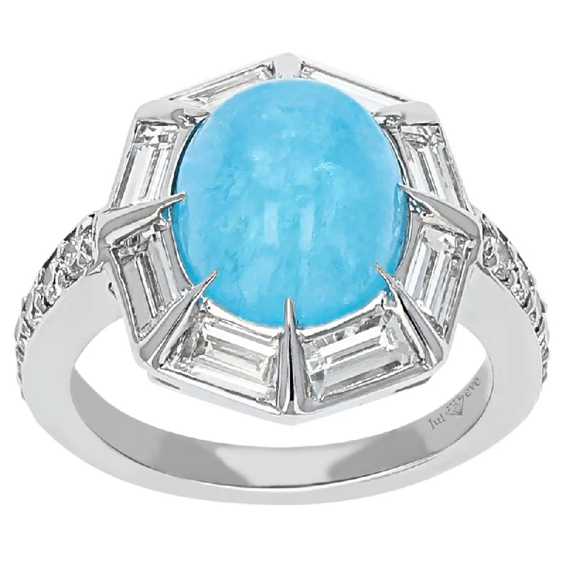 ladies rings love-JULEVE 18KT GOLD HEMIMORPHITE & DDIAMOND RING