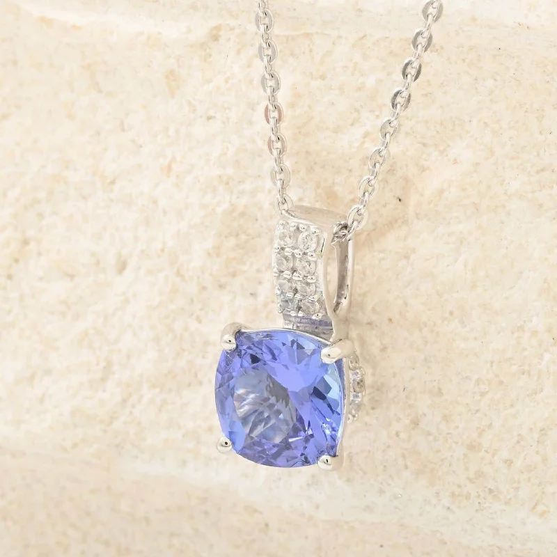 Ladies necklaces horoscope drop -Tanzanite Bridal Pendant Necklace