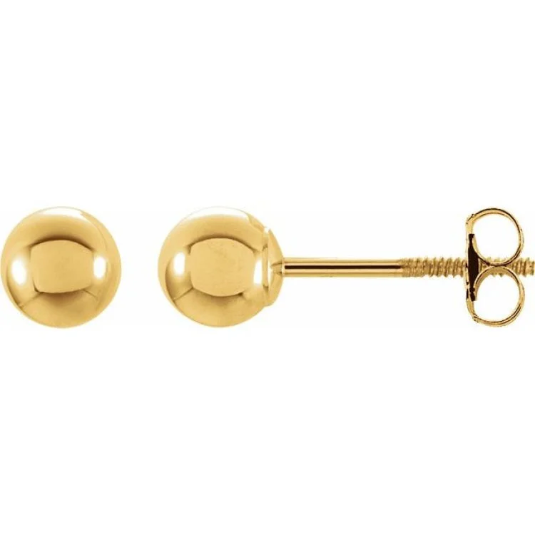 ladies earrings large-14K Yellow 3 mm Ball Stud Earrings