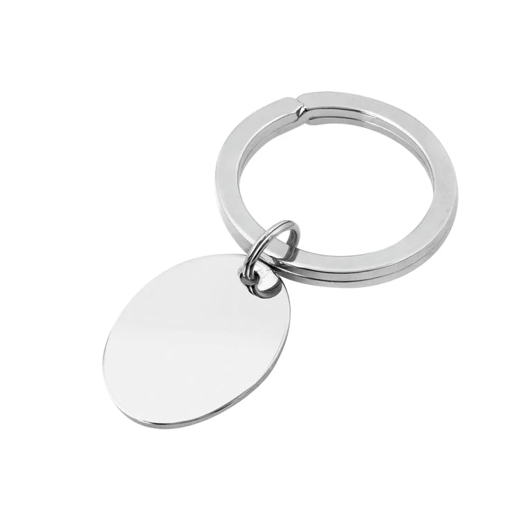 ladies rings colorful-Rhodium Finish Polished Oval Key Ring