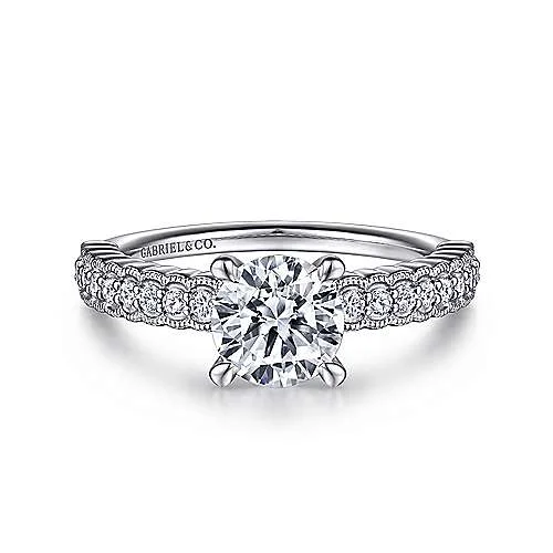 ladies engagement rings high-end-Jacqueline - 14K White Gold Round Diamond Engagement Ring