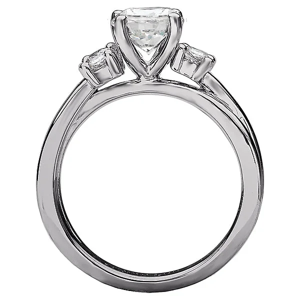 ladies rings new-3-Stone Semi-Mount Diamond Ring