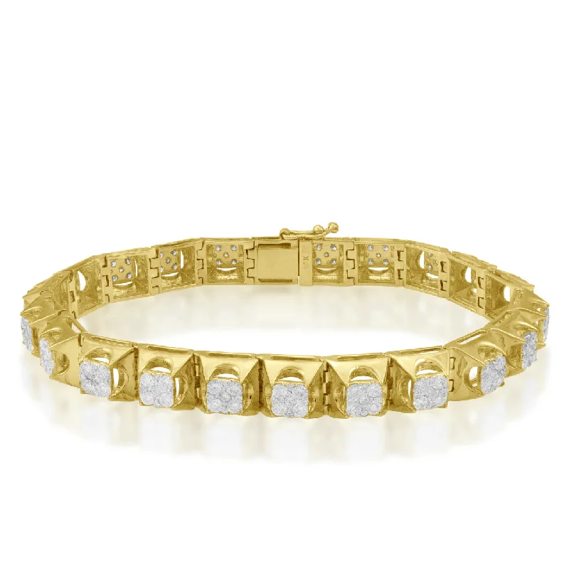 Ladies bracelets retro flair -14k Yellow Gold Diamond Bracket Bracelet