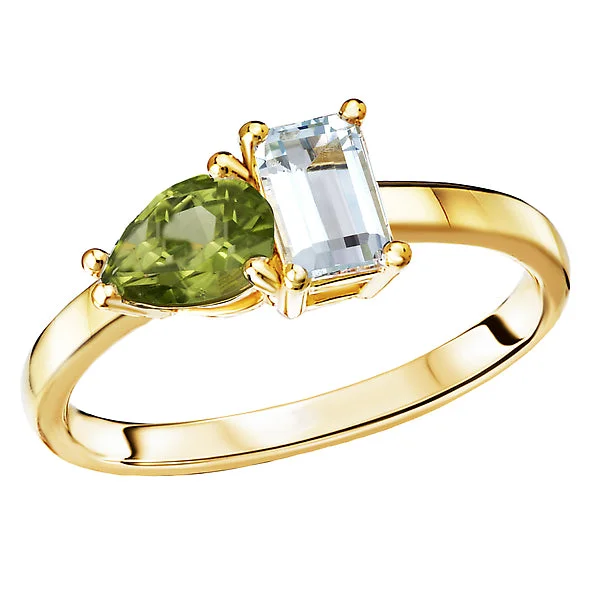 ladies rings lab grown-Peridot and Sky Blue Topaz Ring