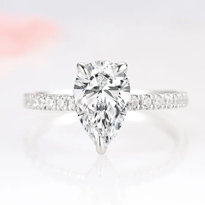 ladies engagement rings victorian-Lumiere Moissanite or Diamond Engagement Ring- 14K White Gold