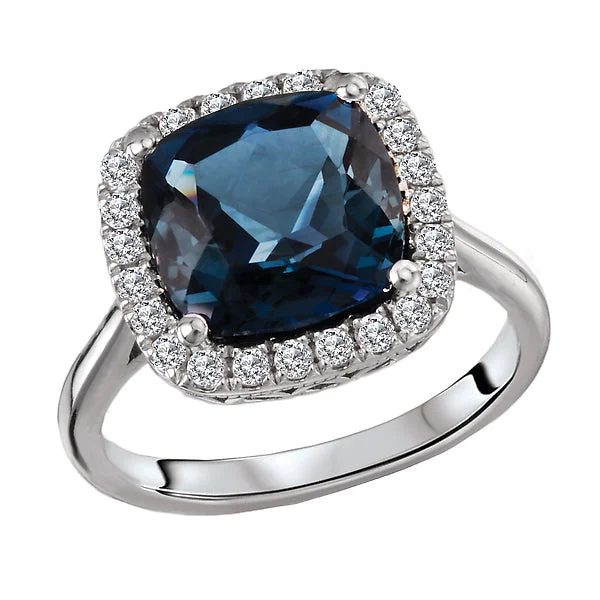 ladies rings materials-London Blue Topaz and White Topaz Ring