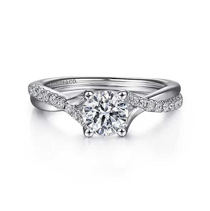 ladies engagement rings prices-Leigh - 14K White Gold Round Diamond Engagement Ring