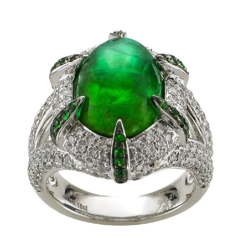 ladies rings influencer-JULEVE 18KT CABOCHON GREEN TOURMALINE RING