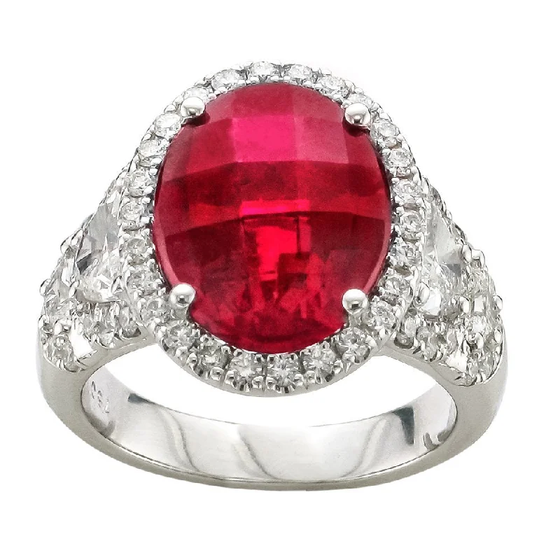 ladies rings pre order-Juleve 5.71 CT Rubellite & 1.70 CTW Diamond Halo Ring