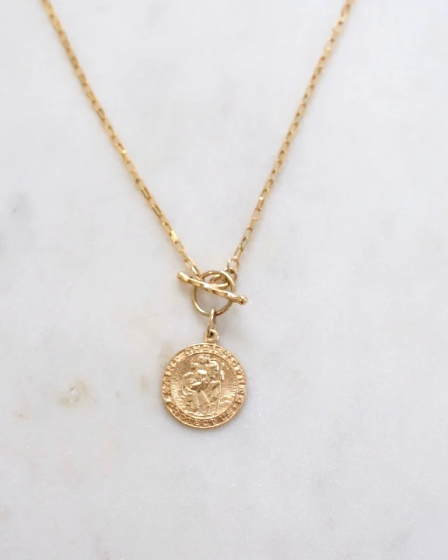 Ladies necklaces simple drop -St Christopher lock necklace