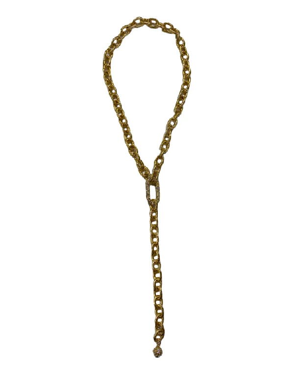 Ladies necklaces triple charm -Lock Lariat Necklace - Gold