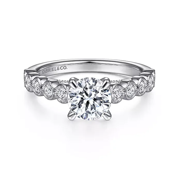 ladies engagement rings surprise-Vinceta - 14K White Gold Round Diamond Engagement Ring