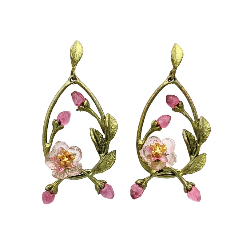 ladies earrings magnetic-Peach Blossom Loop Earrings