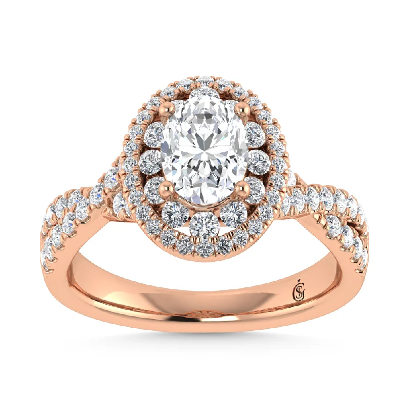 ladies engagement rings delicate-10K Rose Gold Labgrown Diamond  5/8 Ct.Tw. Engagement Ring