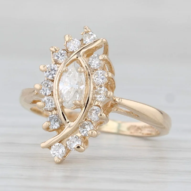 ladies engagement rings sparkling-0.41ctw Diamond Halo Engagement Ring 14k Yellow Gold Size 4