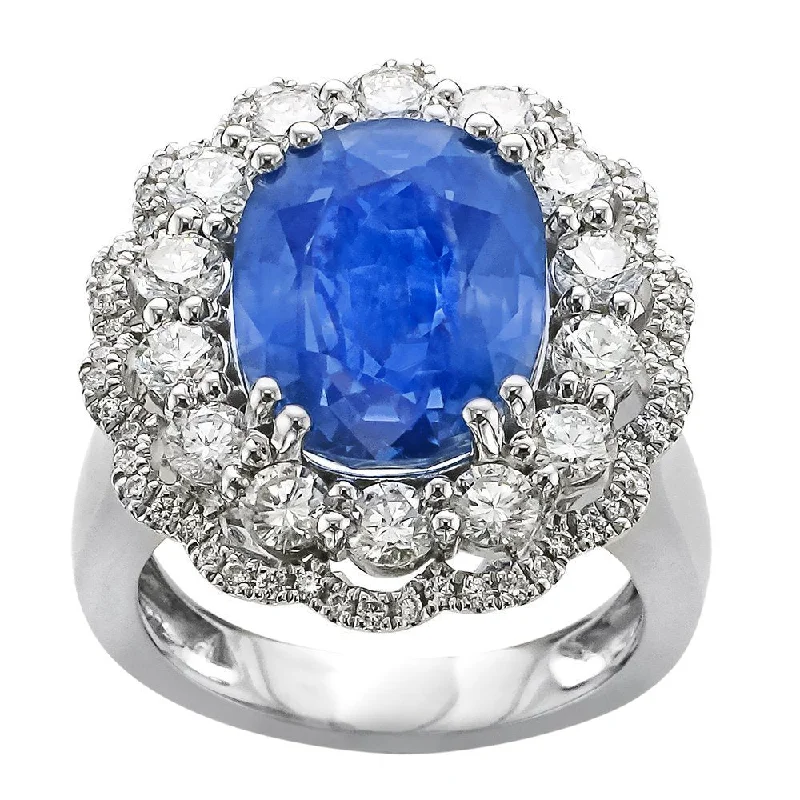 ladies rings prices-JULEVE 18KT GOLD 10.89 CT SAPPHIRE & 1.83 CTW DIAMOND RING