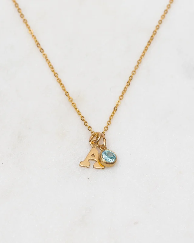 Ladies necklaces anniversary glow -Initial A with Birthstone Necklace