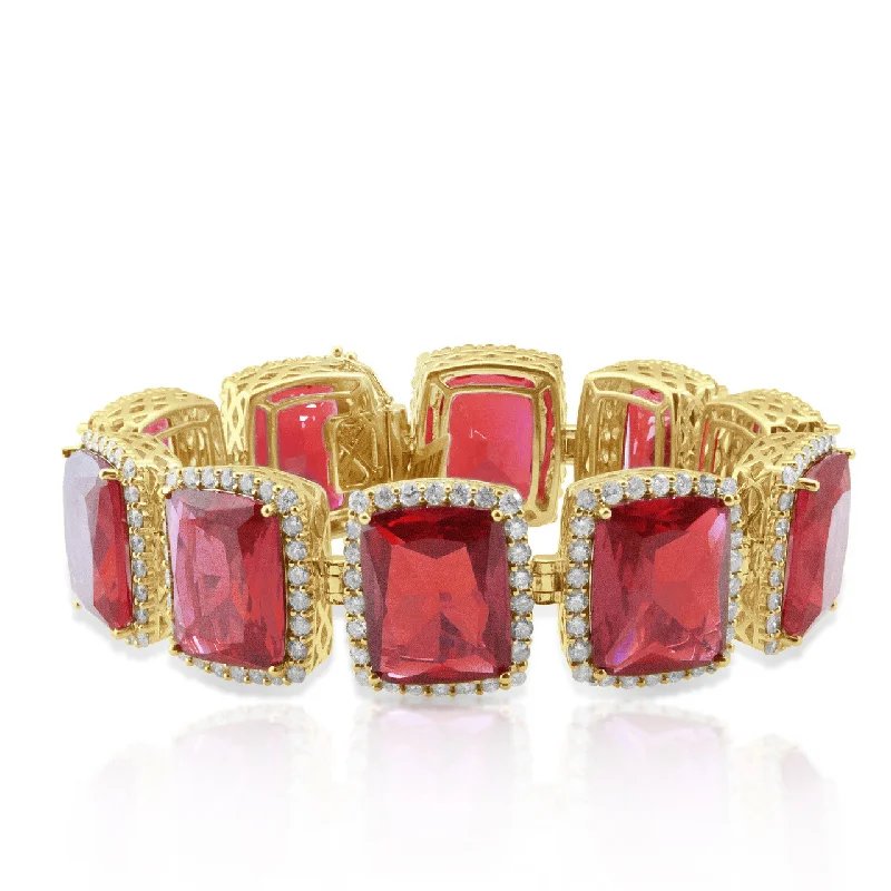 Ladies bracelets unique find -10k Yellow Gold 15.4ct Diamond Ruby Bracelet