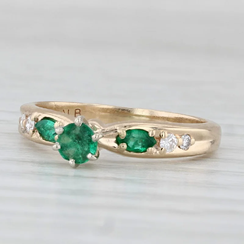 ladies engagement rings summer-0.27ctw Emerald Diamond Ring 14k Yellow Gold Size 5 Engagement