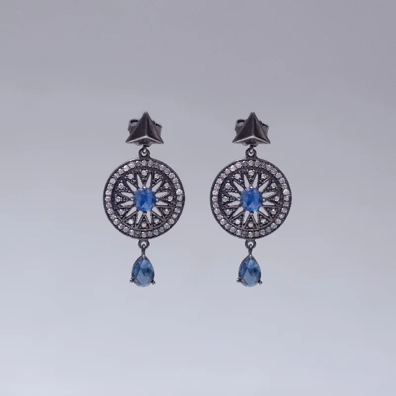 ladies earrings art deco-Oxdised Diamonds Stud Earring