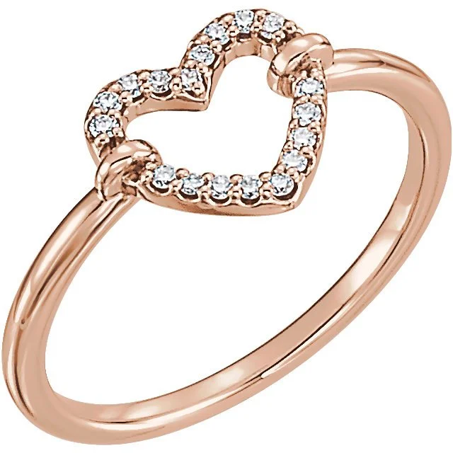 ladies rings energy-14KT GOLD .08 CTW ROUND DIAMOND HEART RING