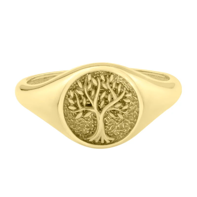 ladies rings splurge-14K Tree of Life Signet Ring