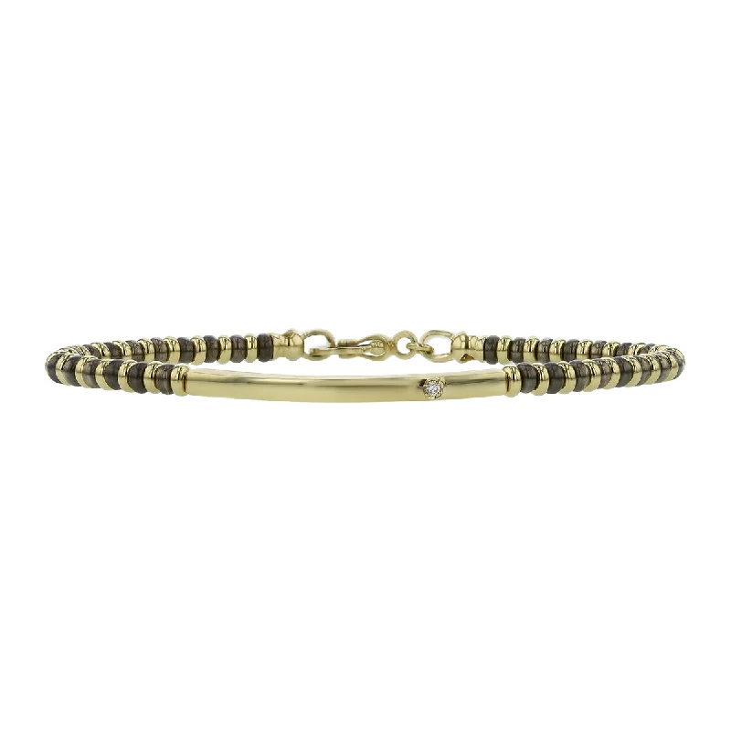 Ladies bracelets ethical elegance -Diamond Bracelet in 14K Yellow Gold and Sterling Silver, 8in