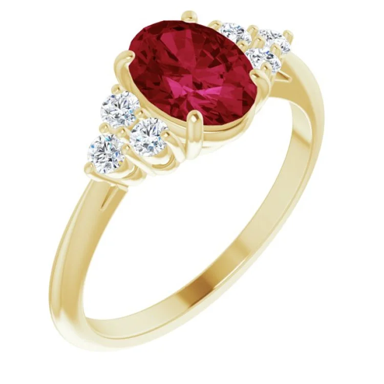 ladies rings couple-14K Yellow Lab-Grown Ruby & 1/4 CTW Natural Diamond Ring