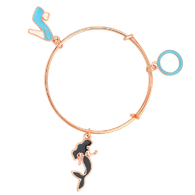 Ladies bracelets tropical glow -Mahi Sandal & Mermaid Shaped Rose Gold Plated Enamel Work Charms Bracelet for Girls (BRK1100847Z)