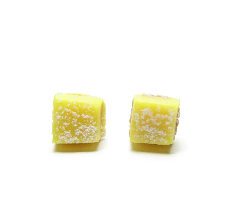 ladies earrings indulgence-Lemon Bar Earrings Miniature Lemon Tart Posts