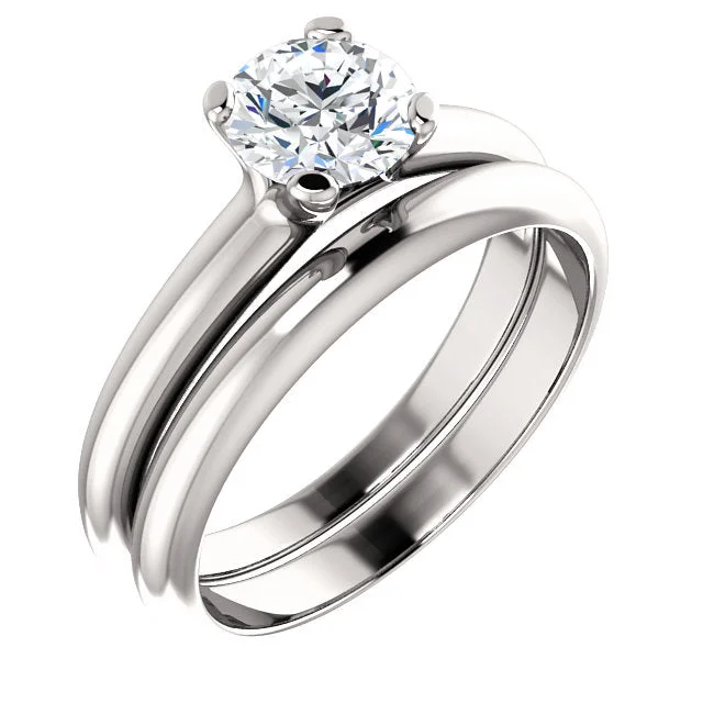 ladies engagement rings diamond-Platinum Round Solitaire Engagement Ring Matching Band 122005:471:PMB