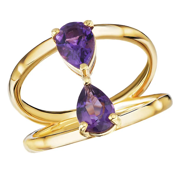 ladies rings natural-14kt Gold Amethyst Ring