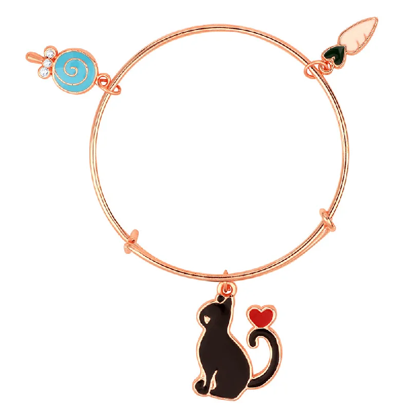 Ladies bracelets sunset glow -Mahi Raddish & Cat Shaped Rose Gold Plated Enamel Work Charms Bracelet for Kids (BRK1100841Z)